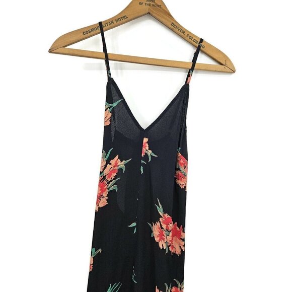 New Flynn Skye Black Floral Kennedy Maxi Dress Women XS Spaghetti Strap Slit - Picture 4 of 10